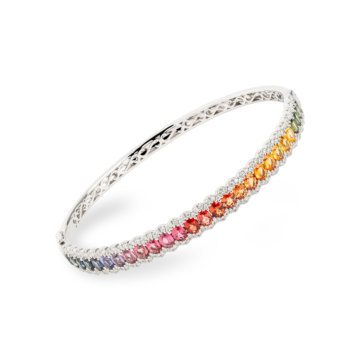 Rainbow Sapphire and Diamond Bangle