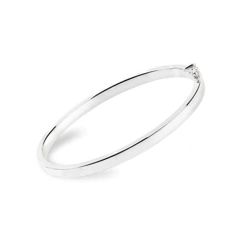 White Gold Solid Hinged Bangle