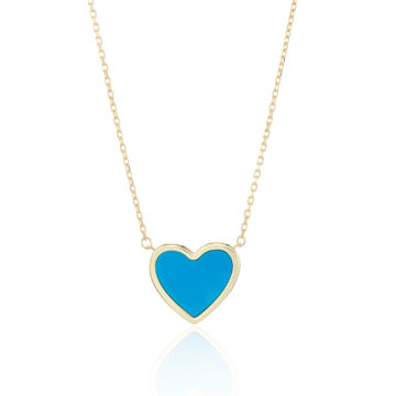 Turquoise and Yellow Gold Heart Pendant