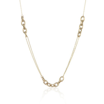 Oval and Trace Link Yellow Gold Necklace