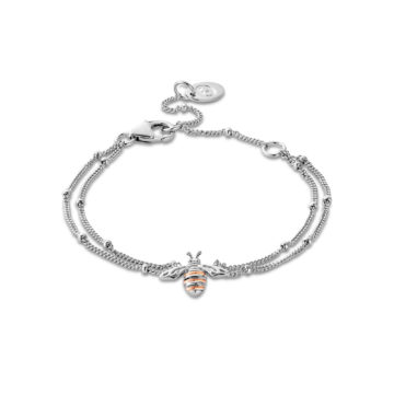 Clogau Silver Honey Bee Double Chain Bracelet