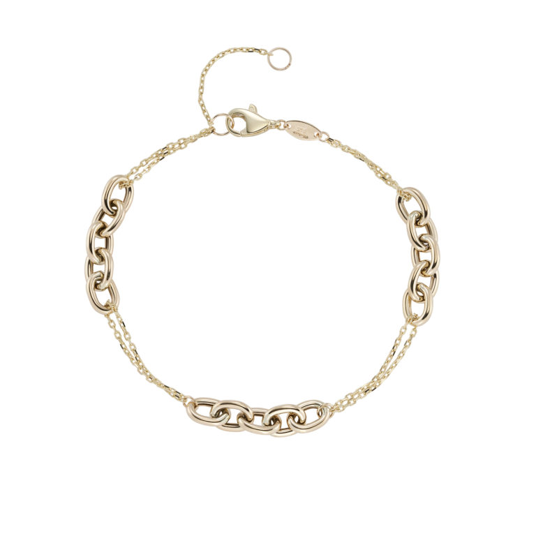 Oval and Trace Link Yellow Gold Bracelet