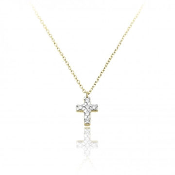 Chimento Love In Yellow Gold and Diamond Cross Pendant