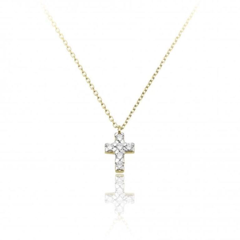 Chimento Love In Yellow Gold and Diamond Cross Pendant