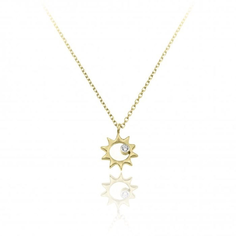 Chimento Love In Yellow Gold and Diamond Sun Pendant