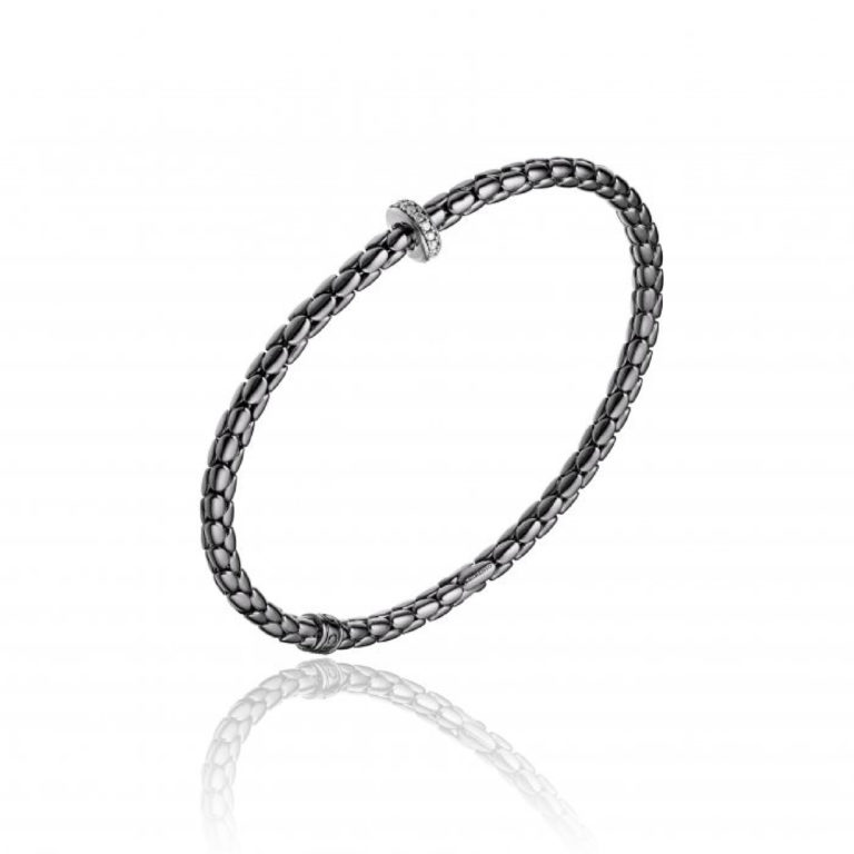 Chimento Stretch Spring Ruthenium and Diamond Bracelet