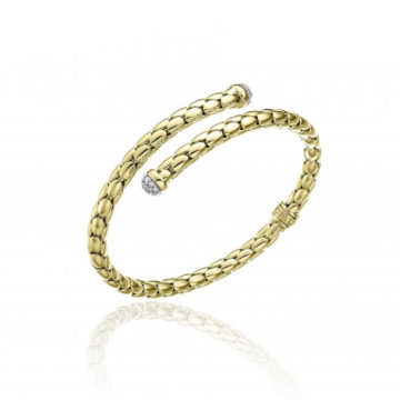 Chimento Stretch Spring Crossover Yellow Gold and Diamond Bracelet