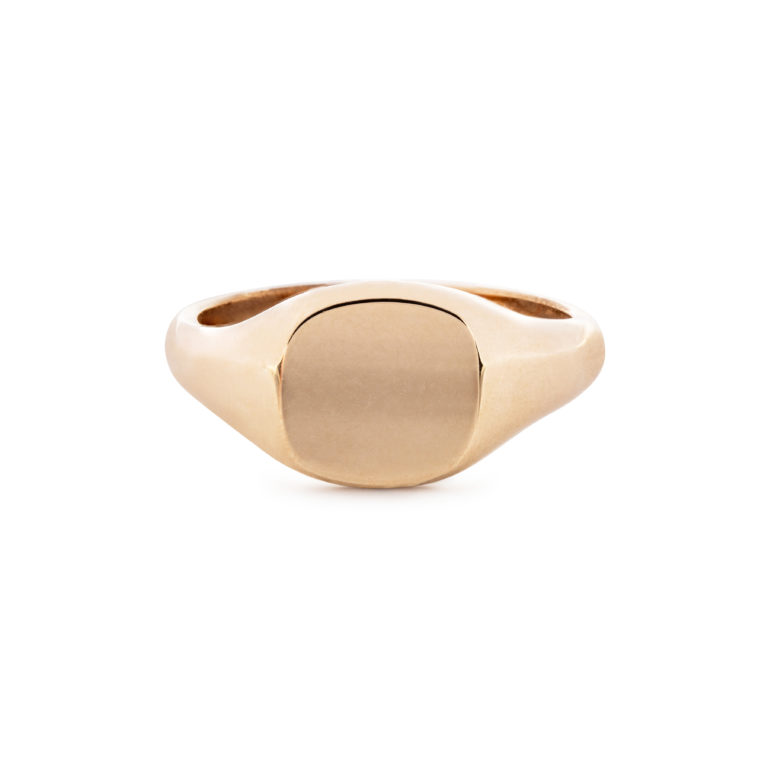 Yellow Gold Cushion Small Signet Ring