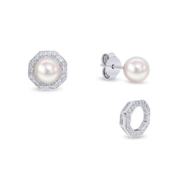AAA Cultured Pearl Studs with Detachable Diamond Jackets