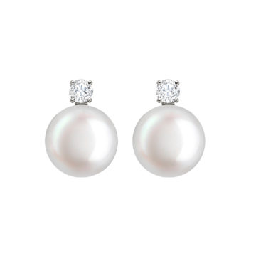 Detachable Cultured Pearl and Diamond Two Stone Earrings