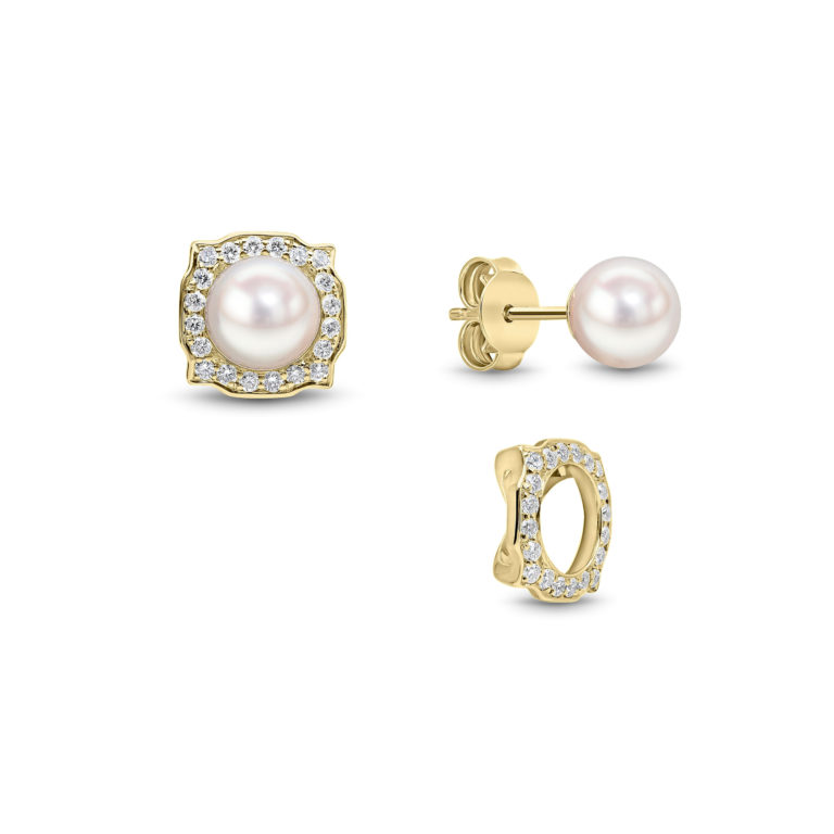 AAA Cultured Pearl Studs with Detachable Diamond Jackets