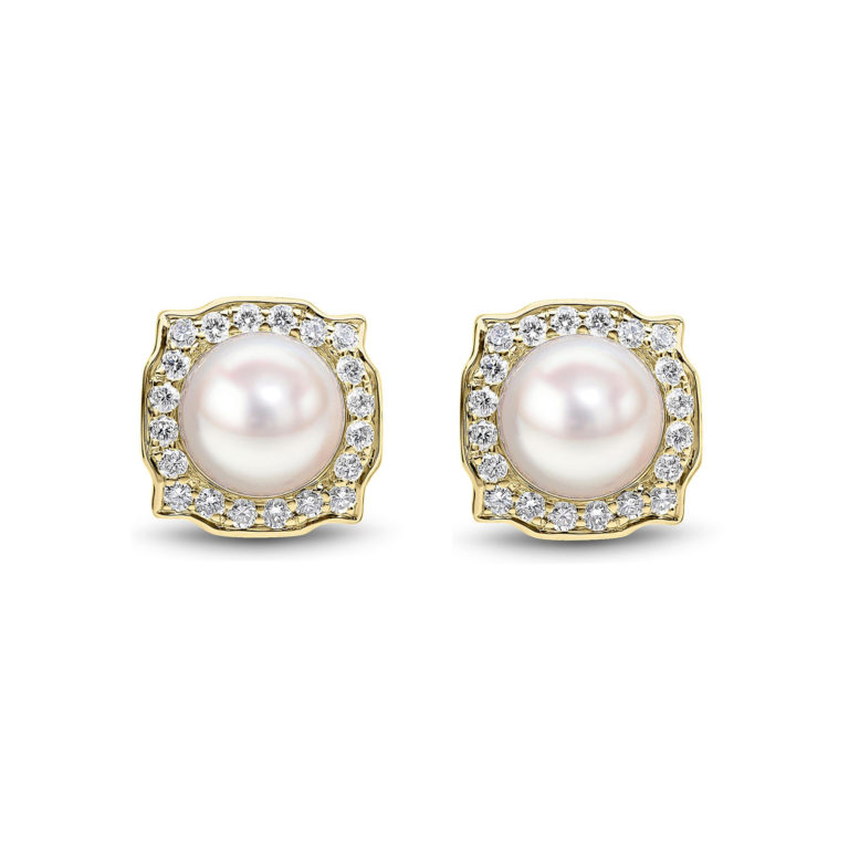 AAA Cultured Pearl Studs with Detachable Diamond Jackets