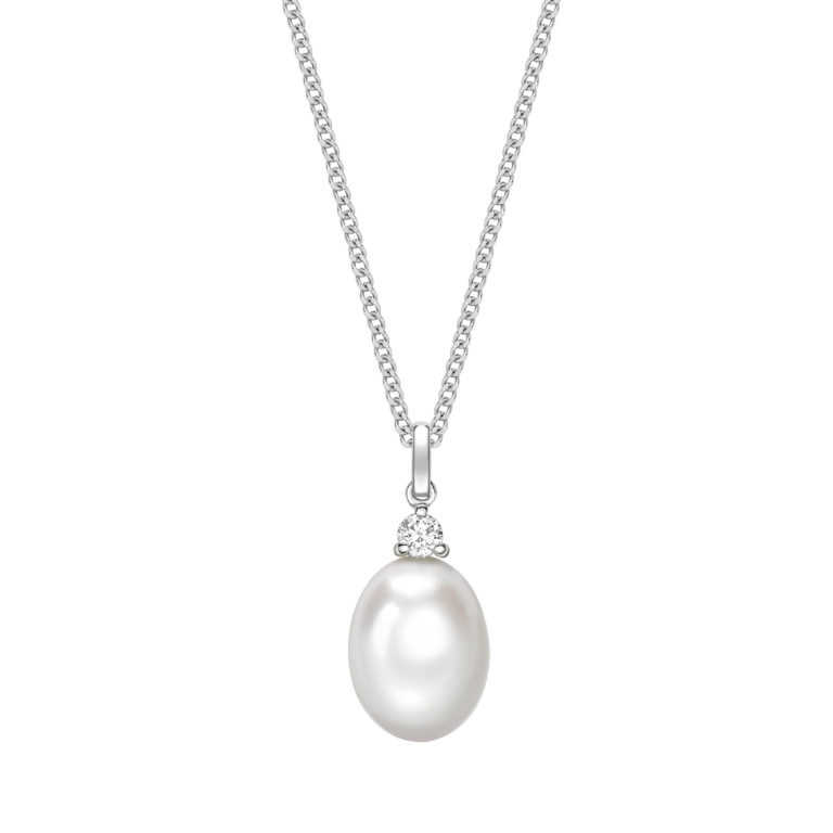 Freshwater Cultured Pearl and Diamond Drop Pendant