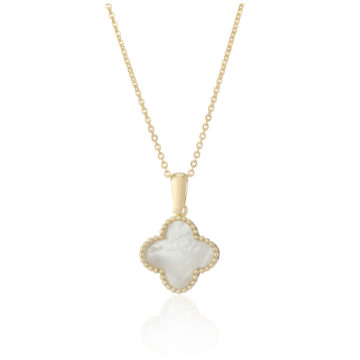 Mother-of-Pearl and Yellow Gold Clover Motif Pendant