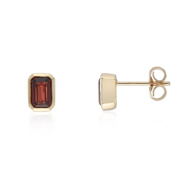 Garnet and Yellow Gold Octagonal Stud Earrings