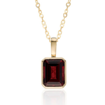 Garnet and Yellow Gold Octagonal Pendant