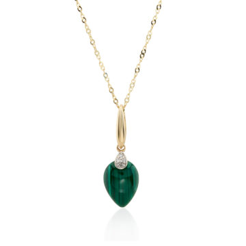 Malachite and Diamond Yellow Gold Pendant