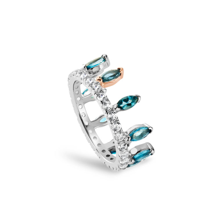 Clogau Silver Celebration Crown London Blue Topaz Ring