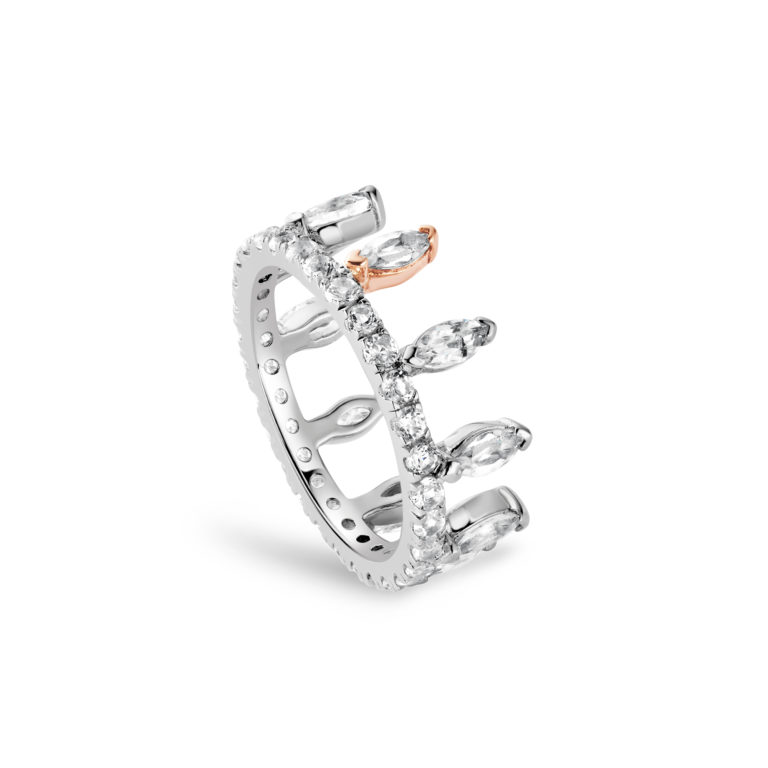 Clogau Silver Celebration Crown White Topaz Ring