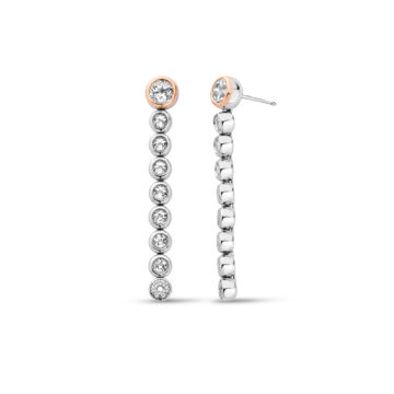 Clogau Silver Celebration White Topaz Drop Hoop Earrings