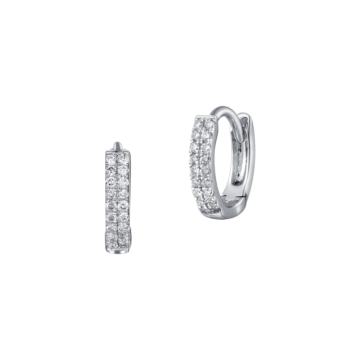 Round Brilliant Cut 0.14ct Diamond Two-Row Small Hoop Earrings