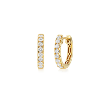 Round Brilliant Cut 0.47ct Diamond Yellow Gold Hoop Earrings