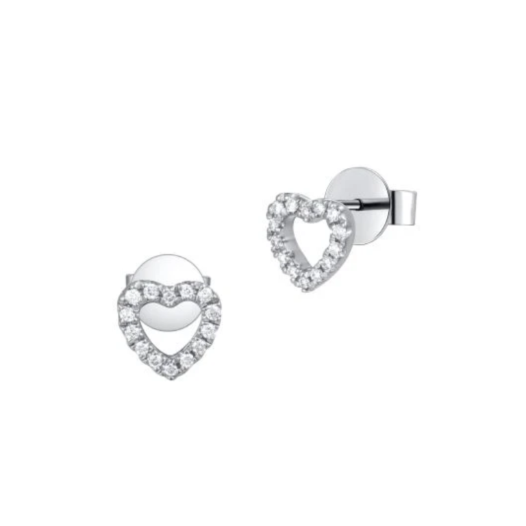 Round Brilliant Cut 0.07ct Diamond Open Heart Earrings