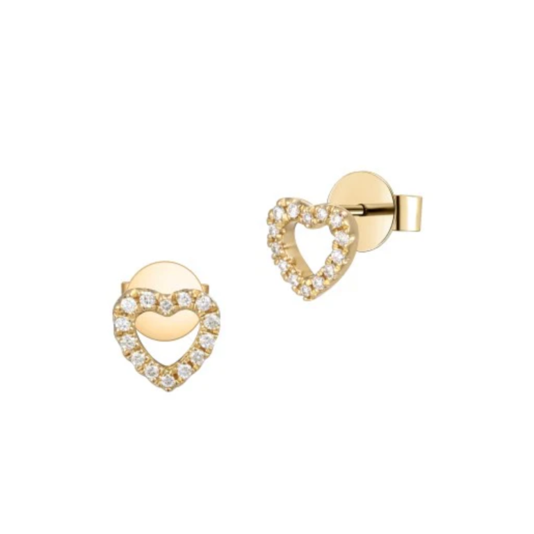 Round Brilliant Cut 0.07ct Diamond Open Heart Earrings