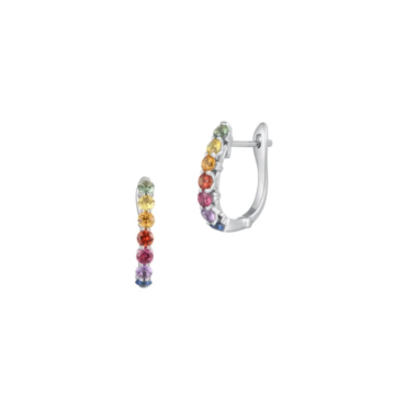 Rainbow Sapphire and White Gold Hoop Earrings