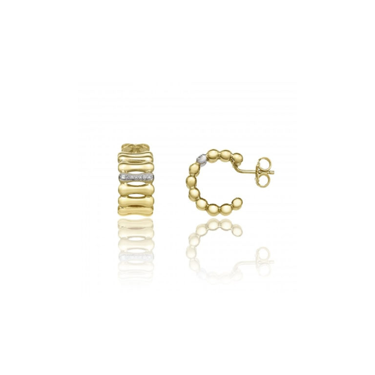 Chimento Bamboo Over Yellow Gold and Diamond Earrings