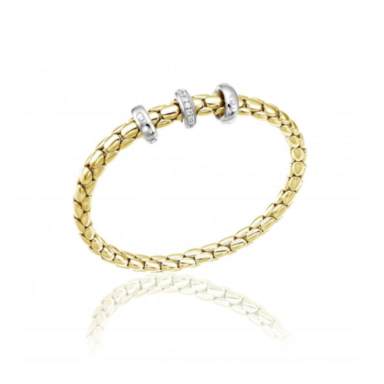 Chimento Stretch Spring Yellow Gold and Diamond Bracelet