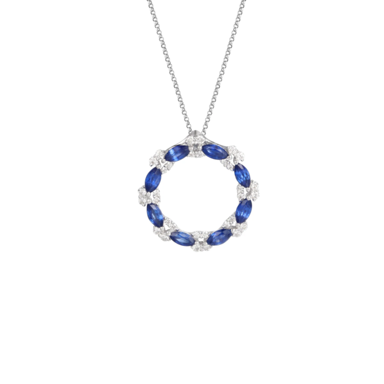 Sapphire and Diamond Circle Pendant