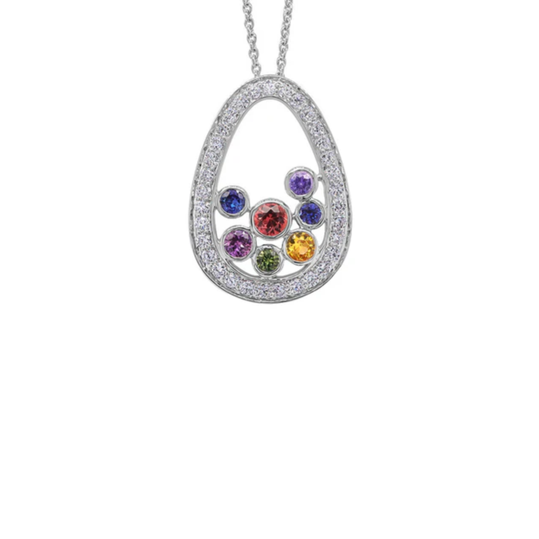 Rainbow Sapphire and Diamond Scatter Pendant