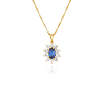 Sapphire and Diamond Oval Cluster Pendant